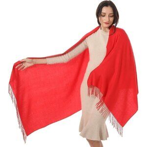 Women's Scarf Pashmina Shawls and Wraps Winter Warm Soft Silky Scarves  -Red